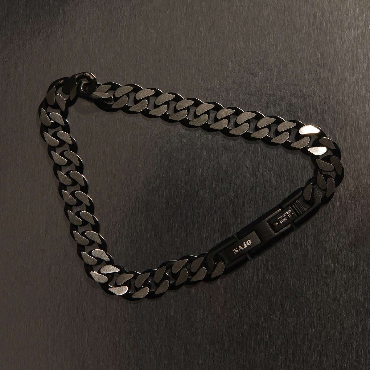 Nero Men’s Steel Curb Chain Bracelet (Bold)