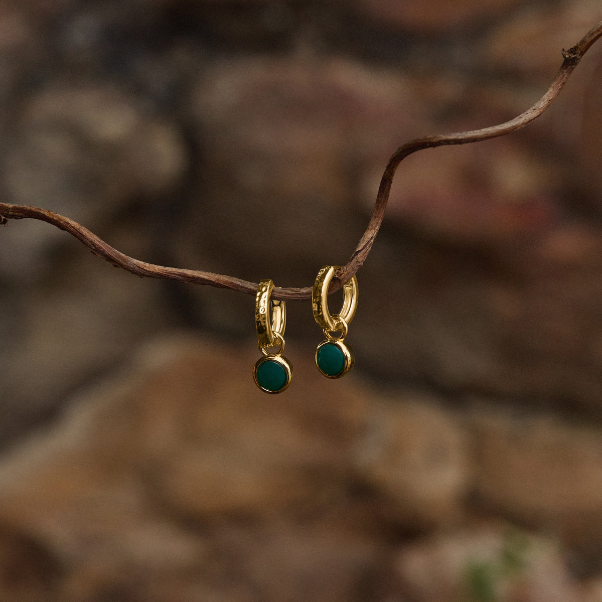 Solace Yellow Gold Green Onyx Huggie Earrings