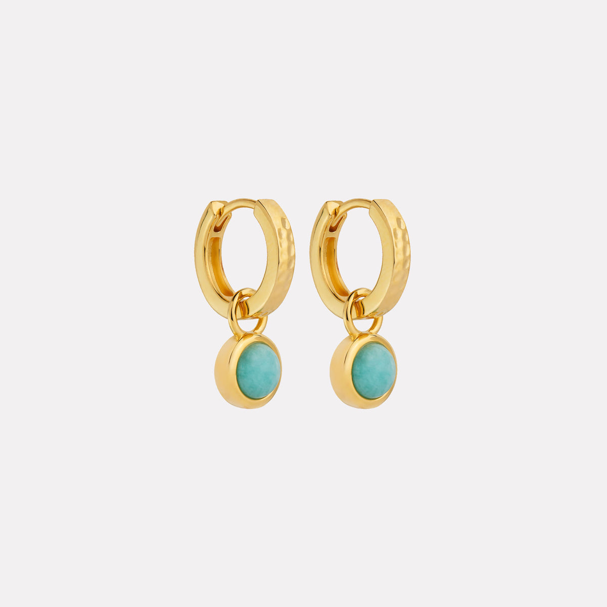 Solace Yellow Gold Amazonite Huggie Earrings