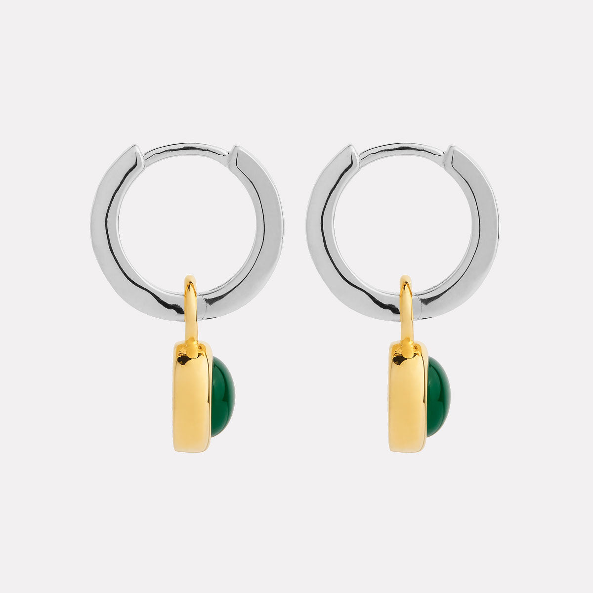 Solace 2-Tone Green Onyx Huggie Earrings