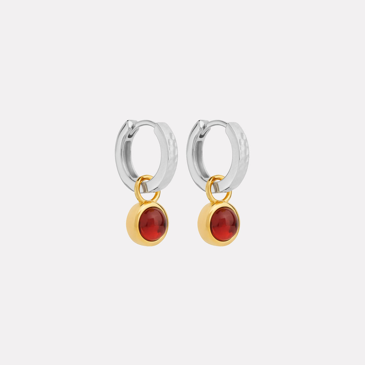 Solace 2-Tone Garnet Huggie Earrings