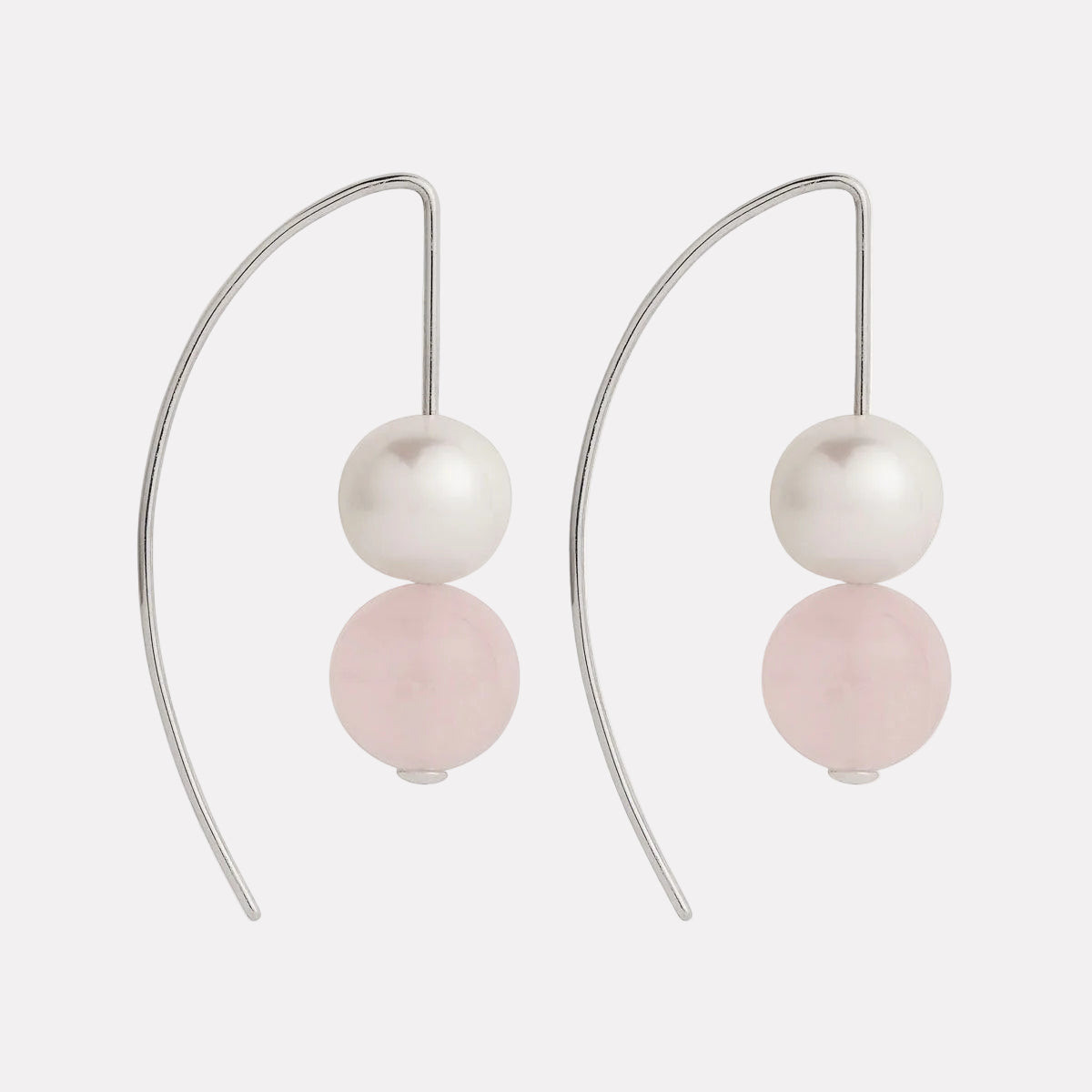 Sunset Rose Quartz & Pearl Earrings