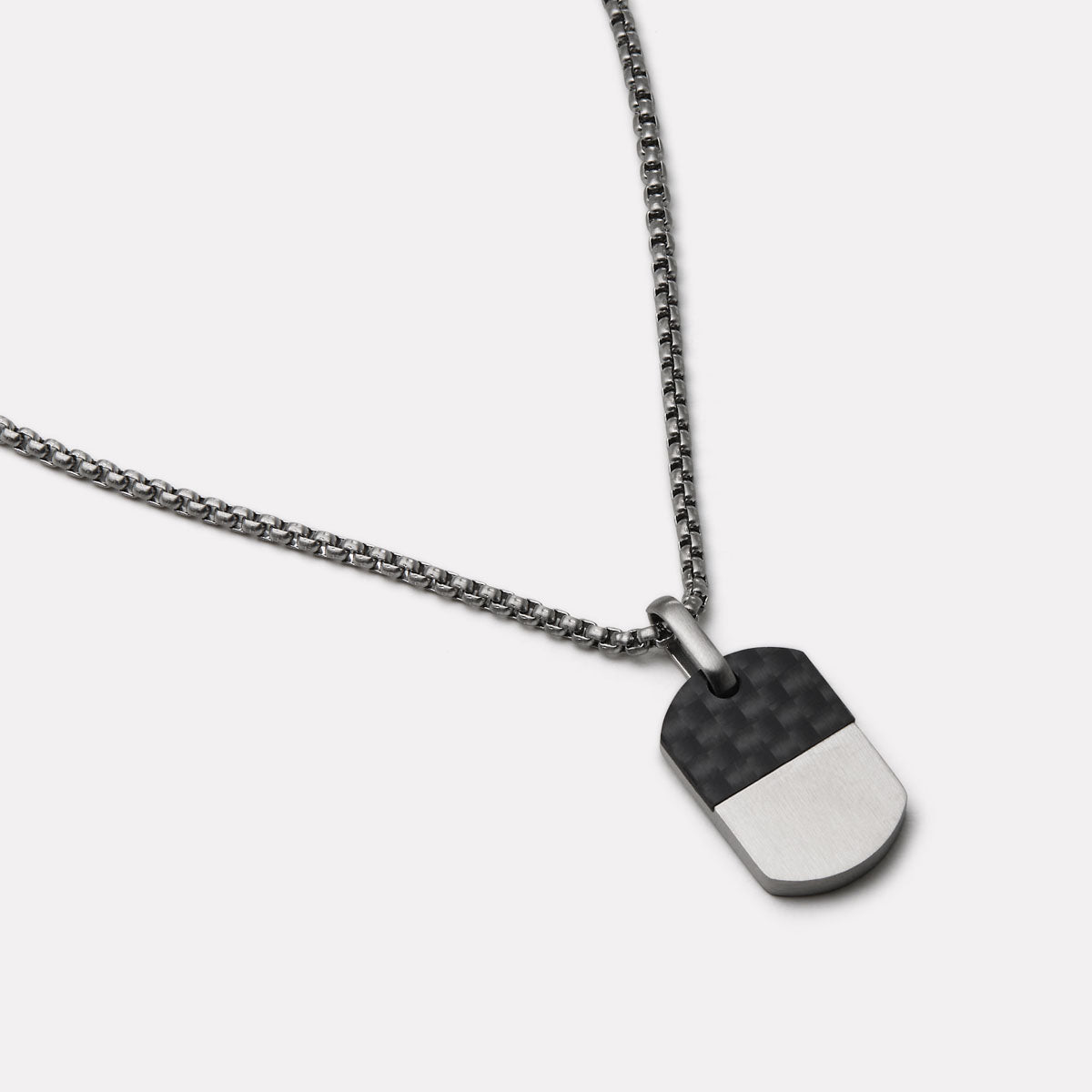 The Aviator Carbon Fibre and Steel Dog Tag Pendant