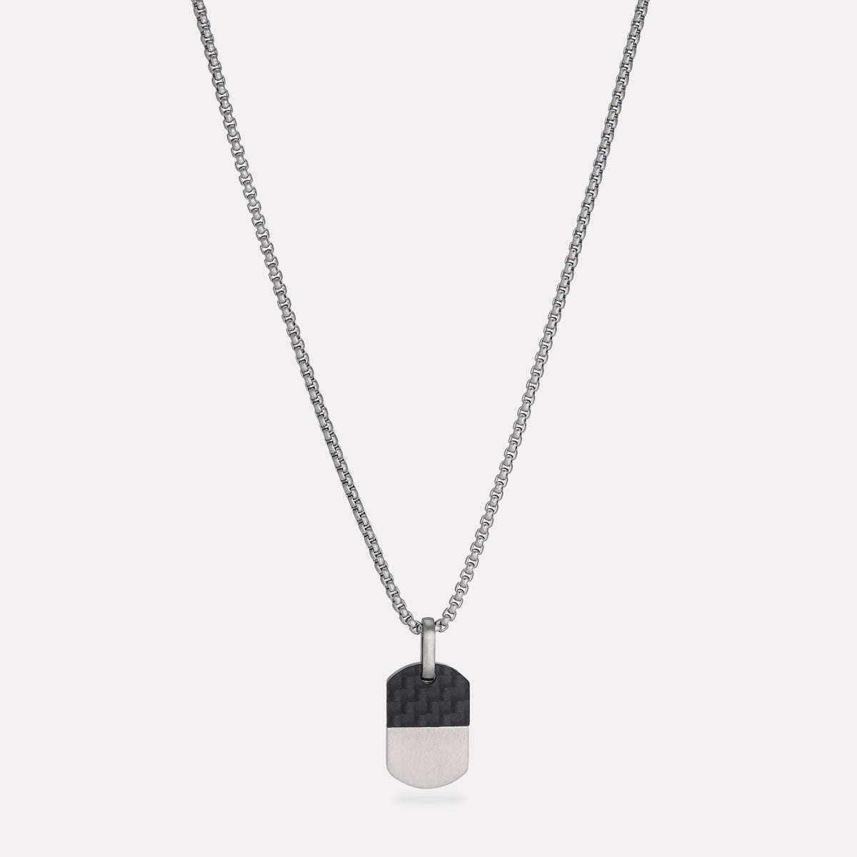 The Aviator Carbon Fibre and Steel Dog Tag Pendant