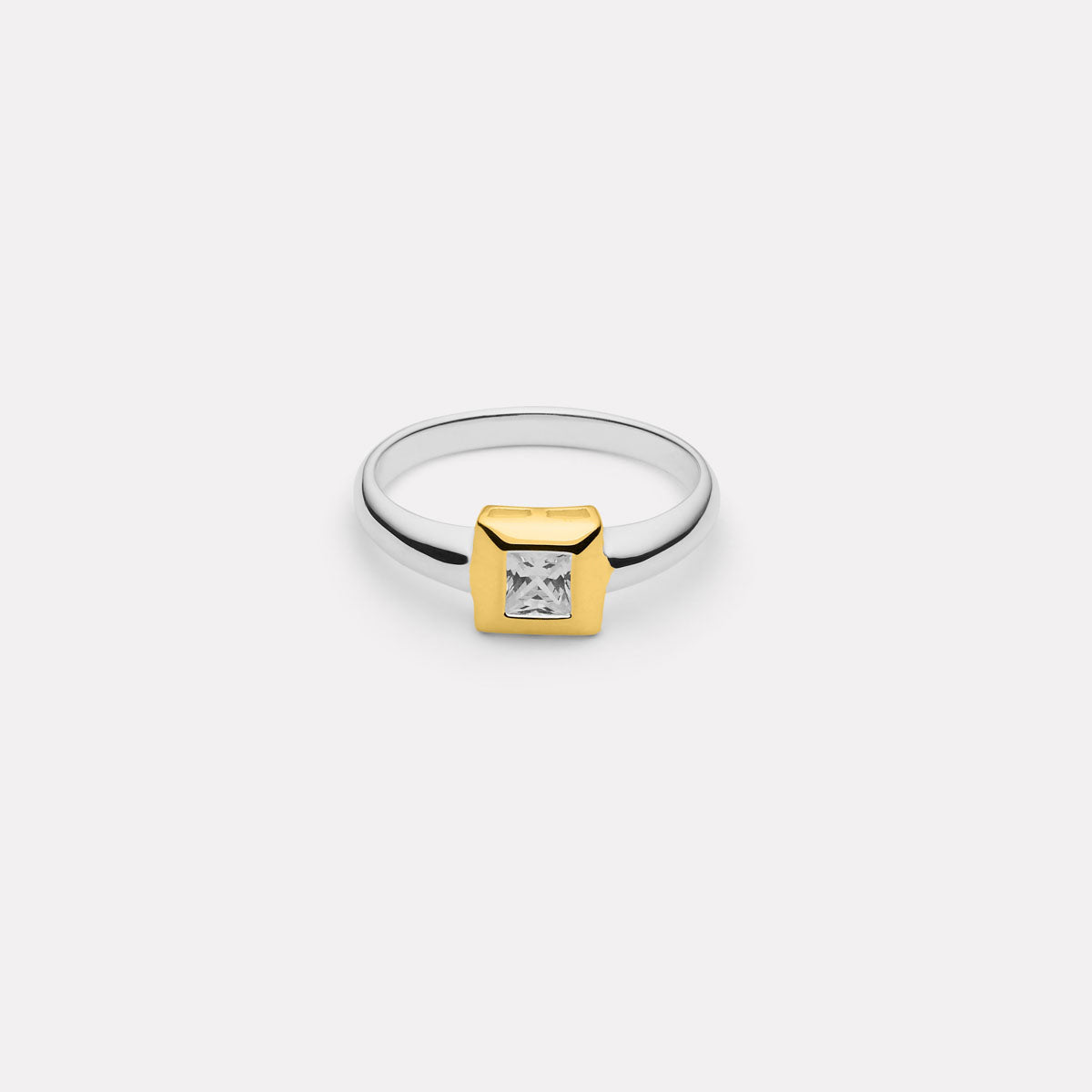 Halo 2-Tone Cubic Zirconia Ring