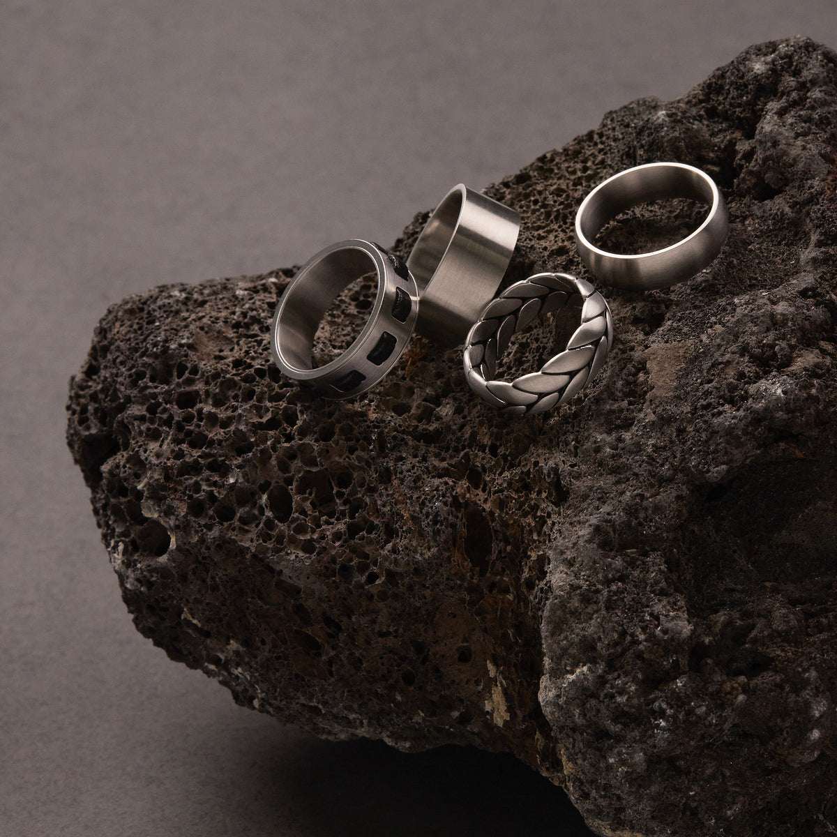 Equity Men's Steel & Leather Ring