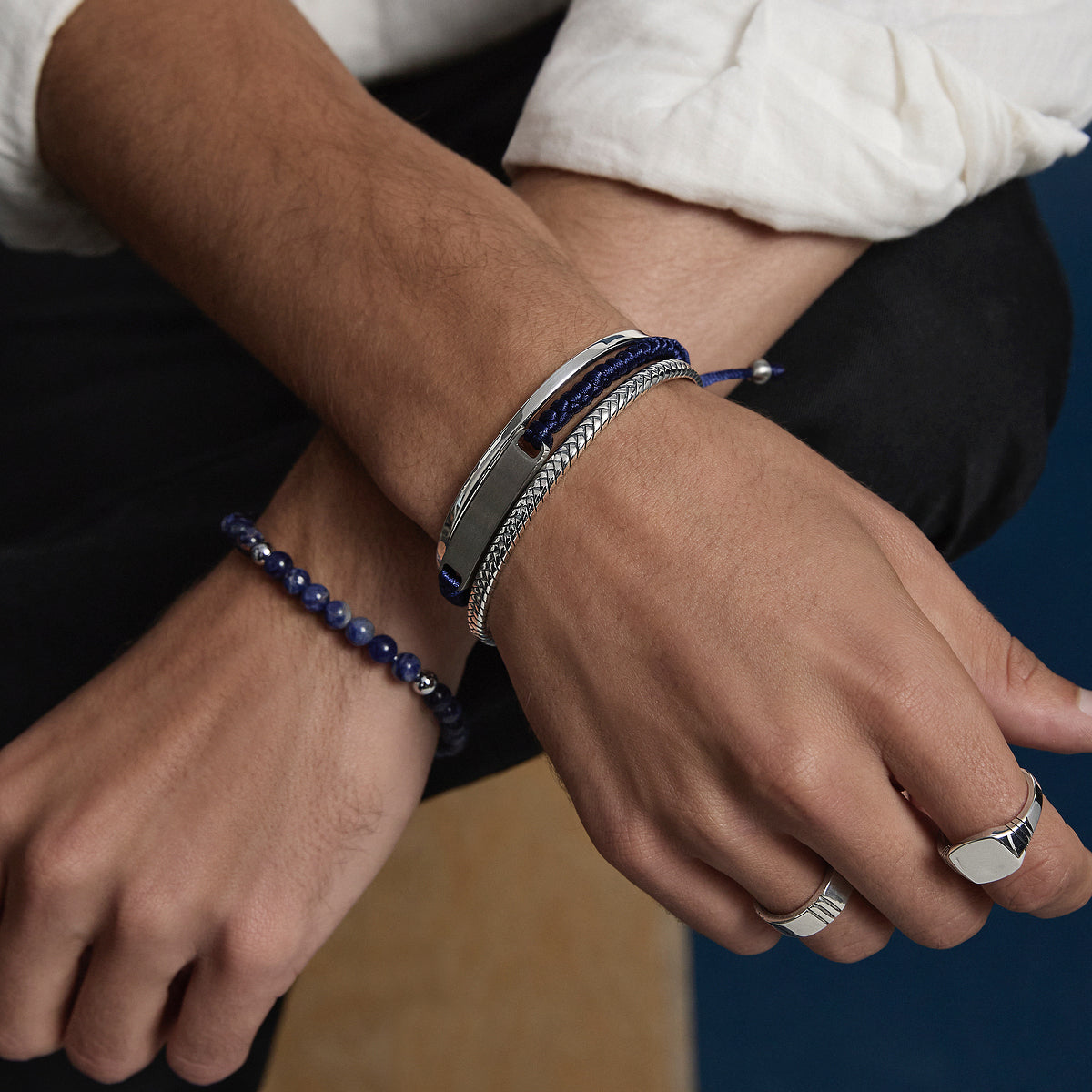 Apollo Men's 6mm Sodalite & Steel Elasticised Stretch Bracelet
