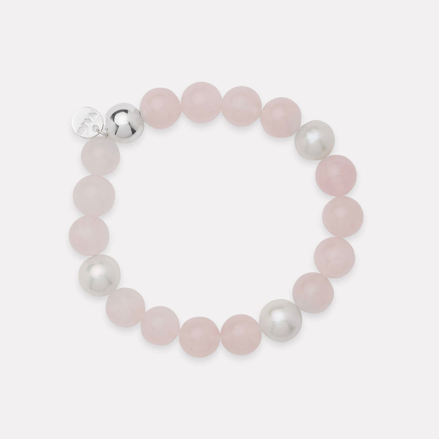 Sunset Rose Quartz & Pearl Stretch Bracelet