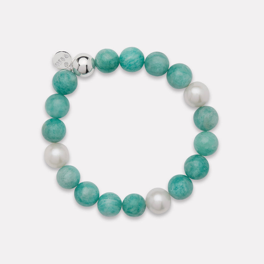Sunset Amazonite & Pearl Stretch Bracelet