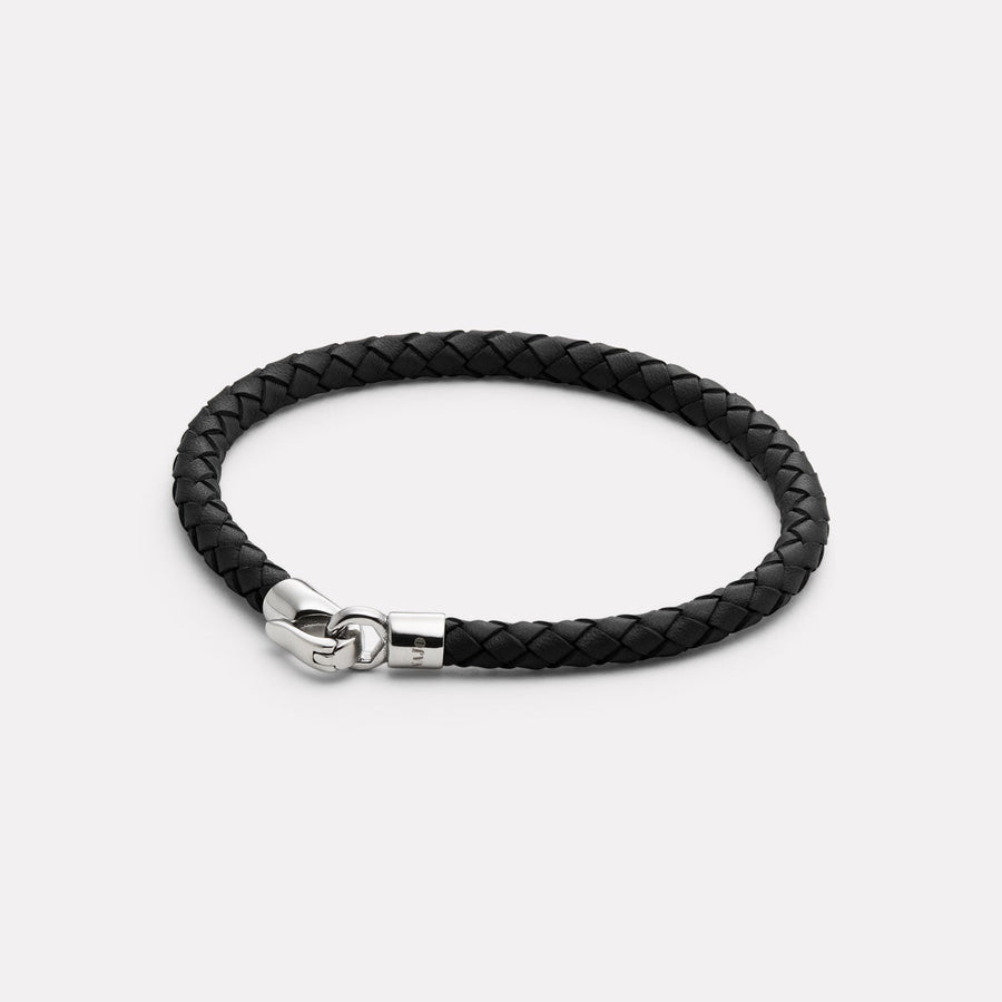 The Mariner Men’s Black Plaited Leather and Steel Bracelet