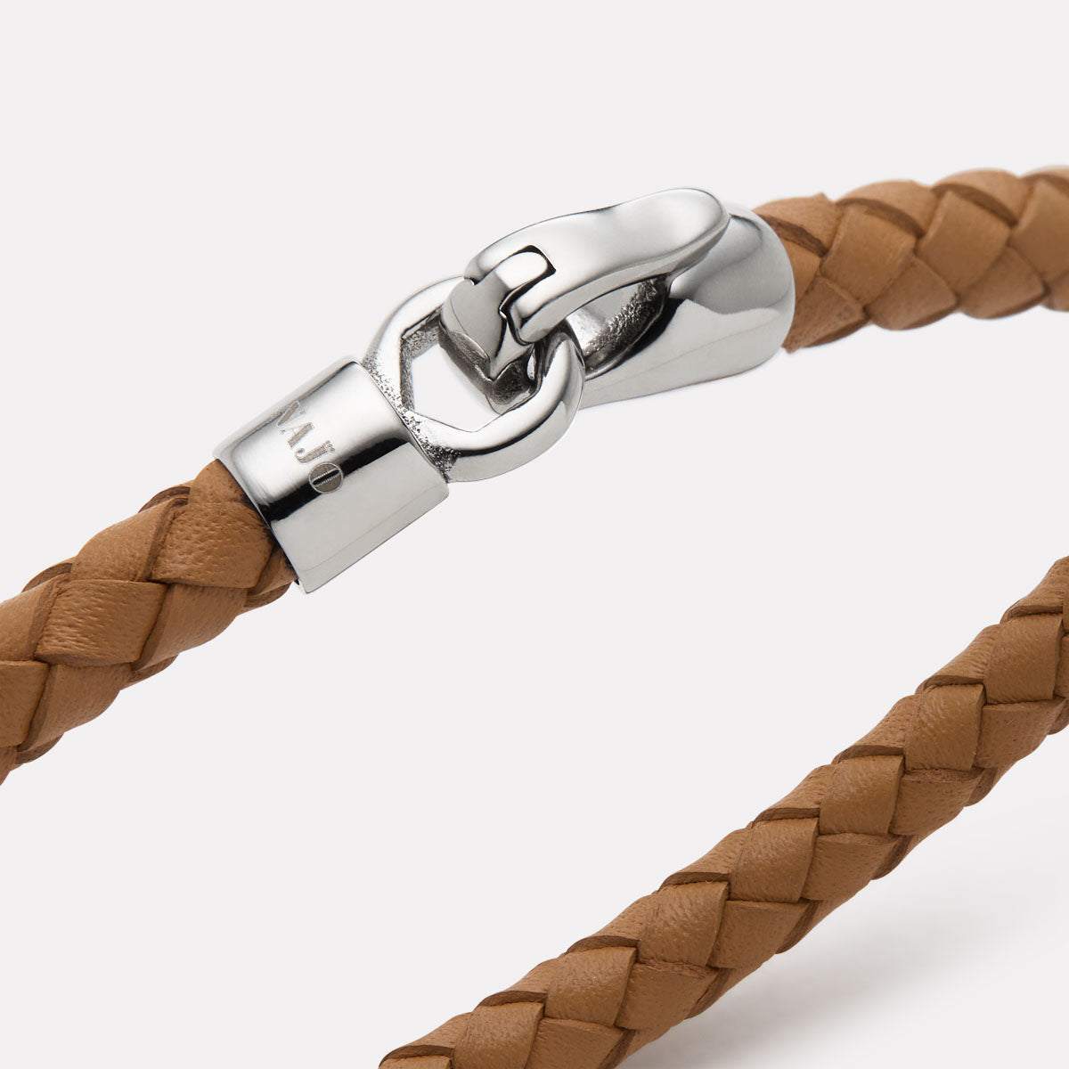 The Mariner Men’s Tan Plaited Leather and Steel Bracelet