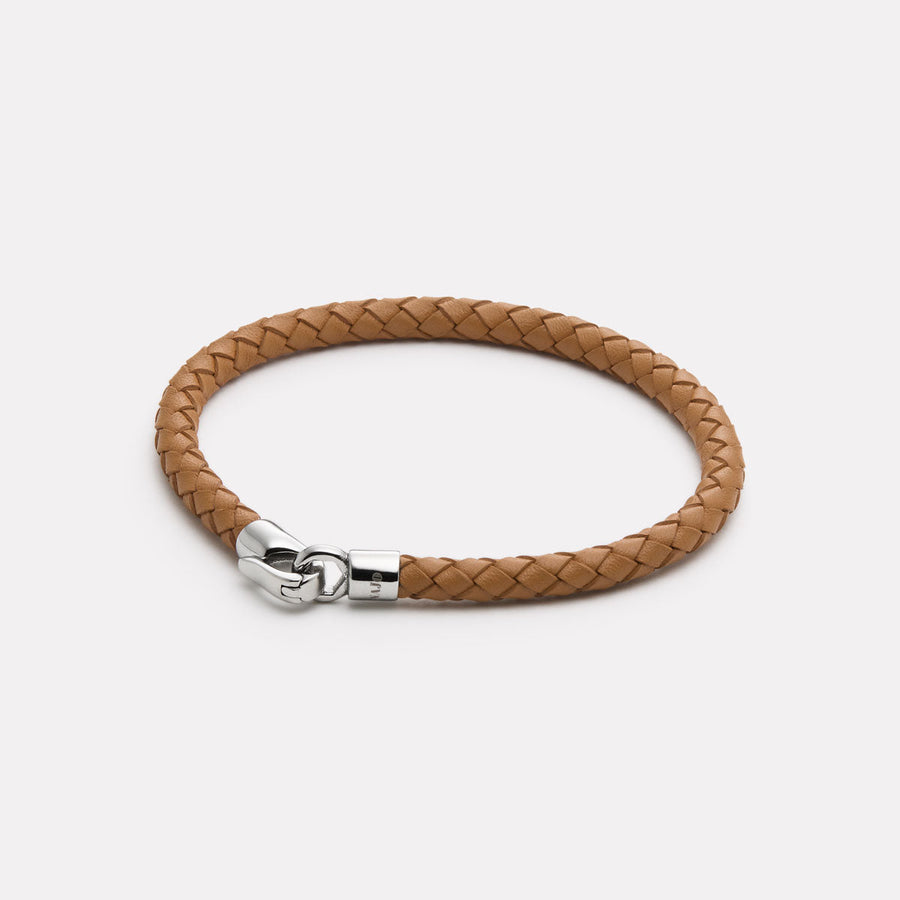The Mariner Men’s Tan Plaited Leather and Steel Bracelet