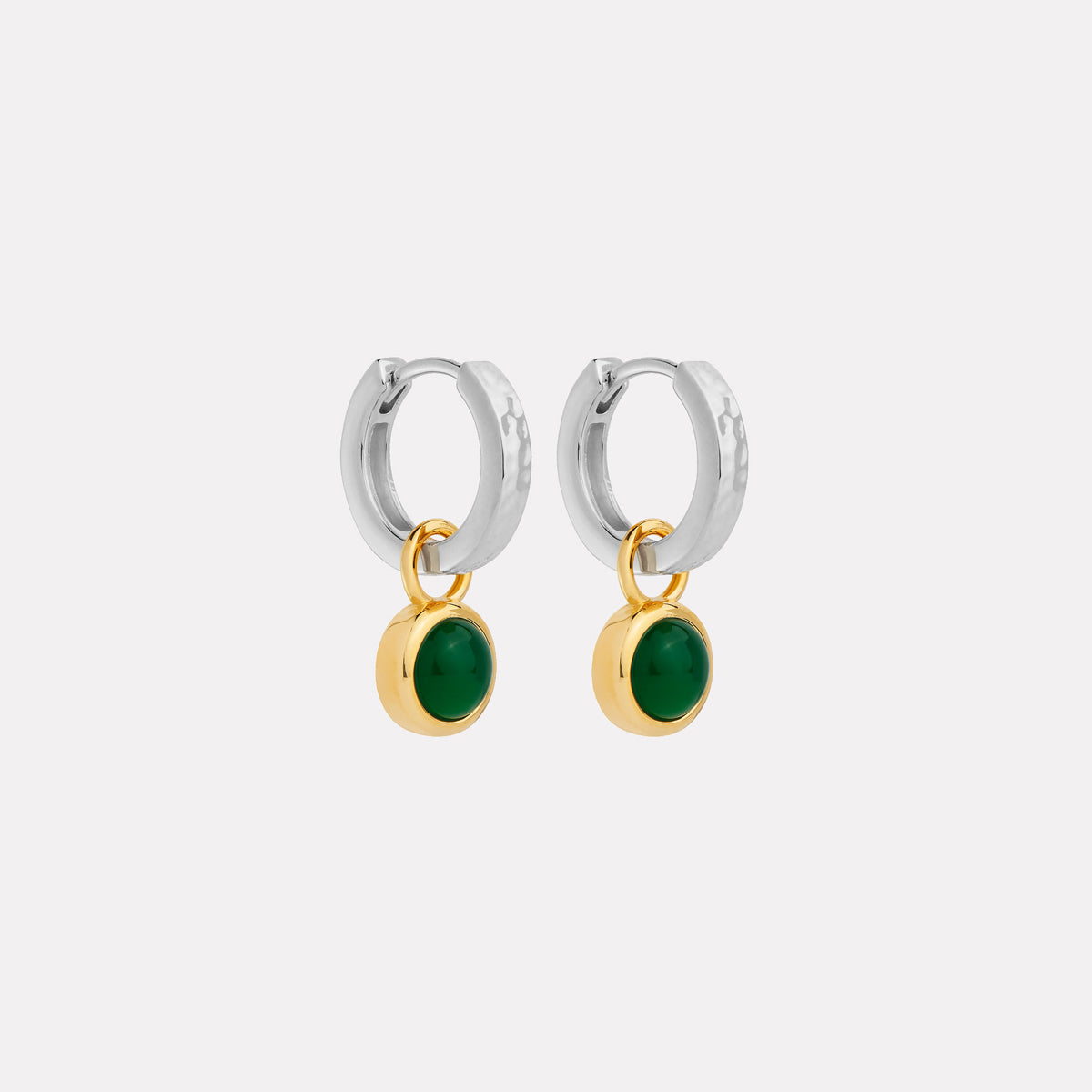 Solace 2-Tone Green Onyx Huggie Earrings