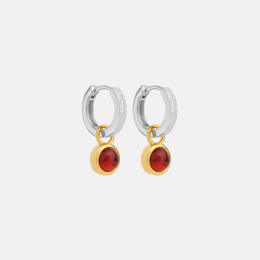 Solace 2-Tone Garnet Huggie Earrings