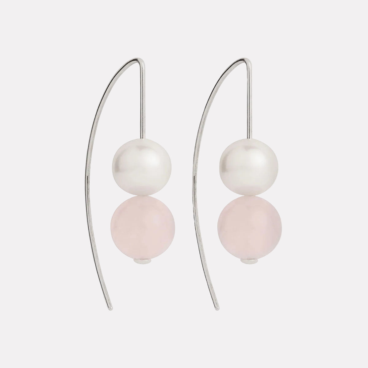Sunset Rose Quartz & Pearl Earrings