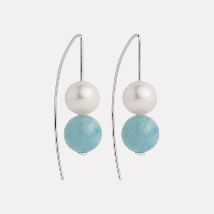 Sunset Aquamarine & Pearl Earrings