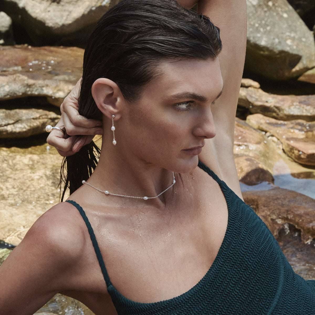 Tidal Whisper Double Pearl Earrings