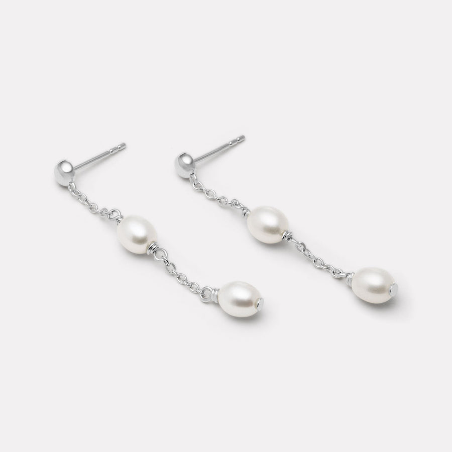 Tidal Whisper Double Pearl Earrings