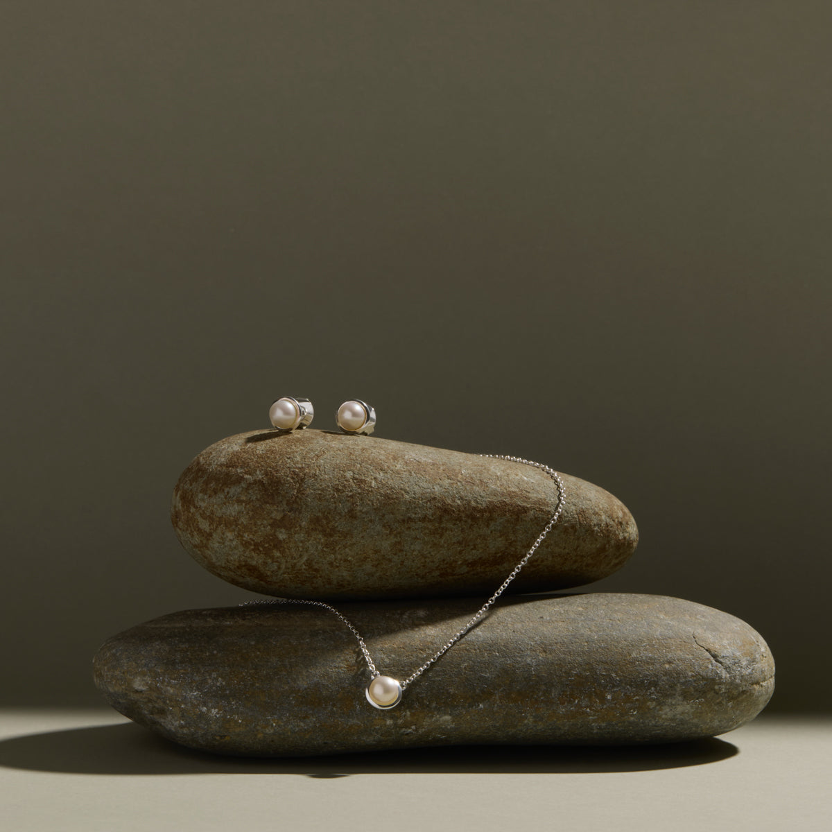 Moonbeam Pearl Stud Earrings