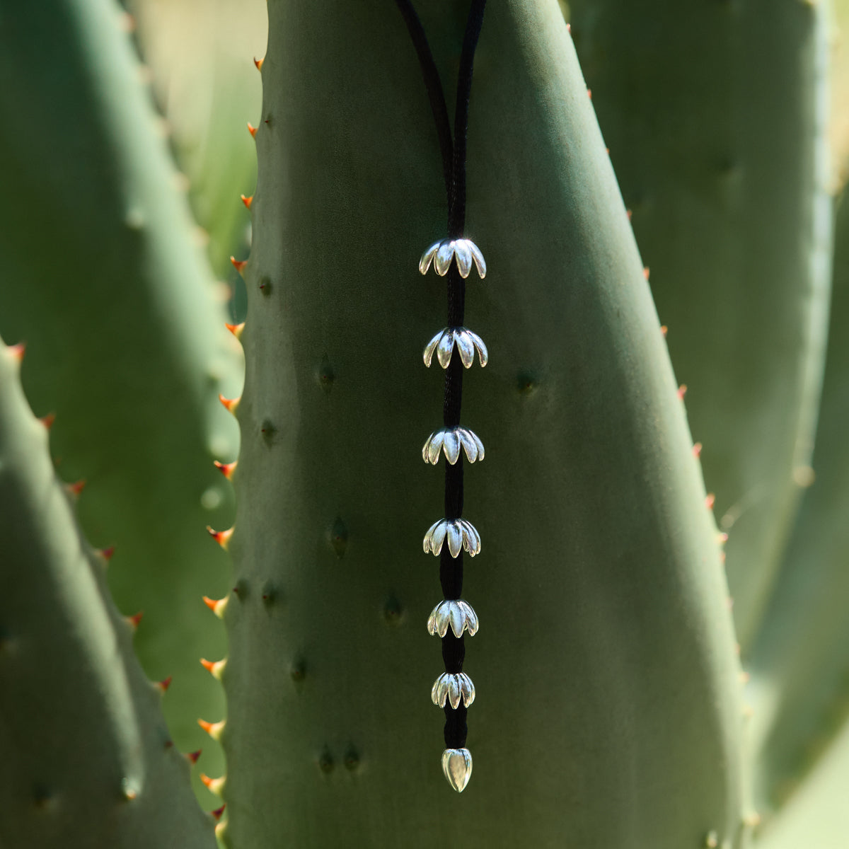 Midnight Bloom Silver Necklace