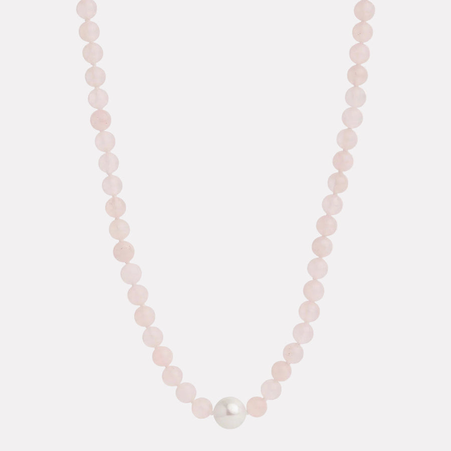 Sunset Rose Quartz & Pearl Necklace