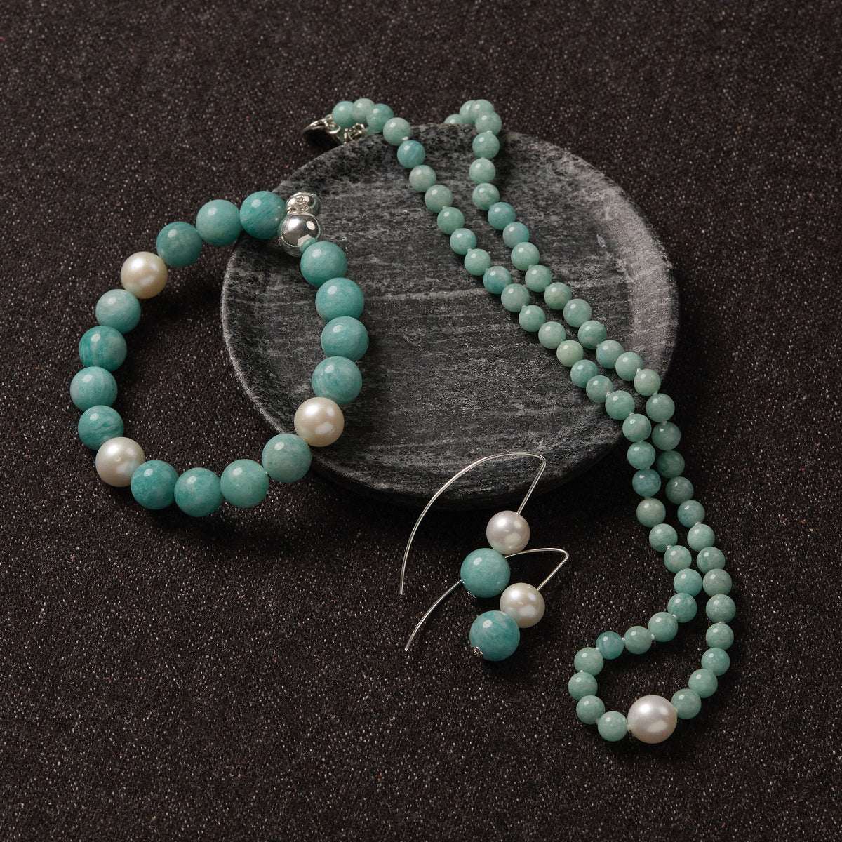 Sunset Amazonite & Pearl Necklace