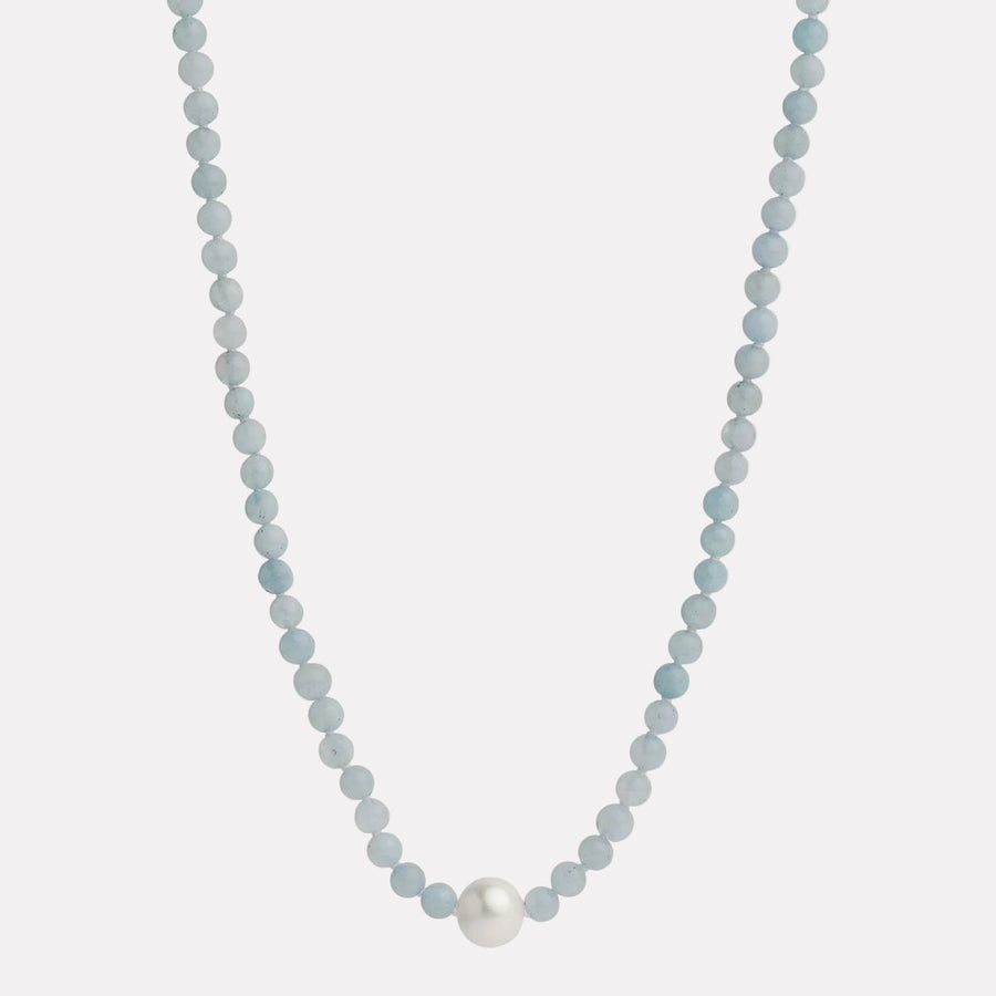 Sunset Aquamarine & Pearl Necklace