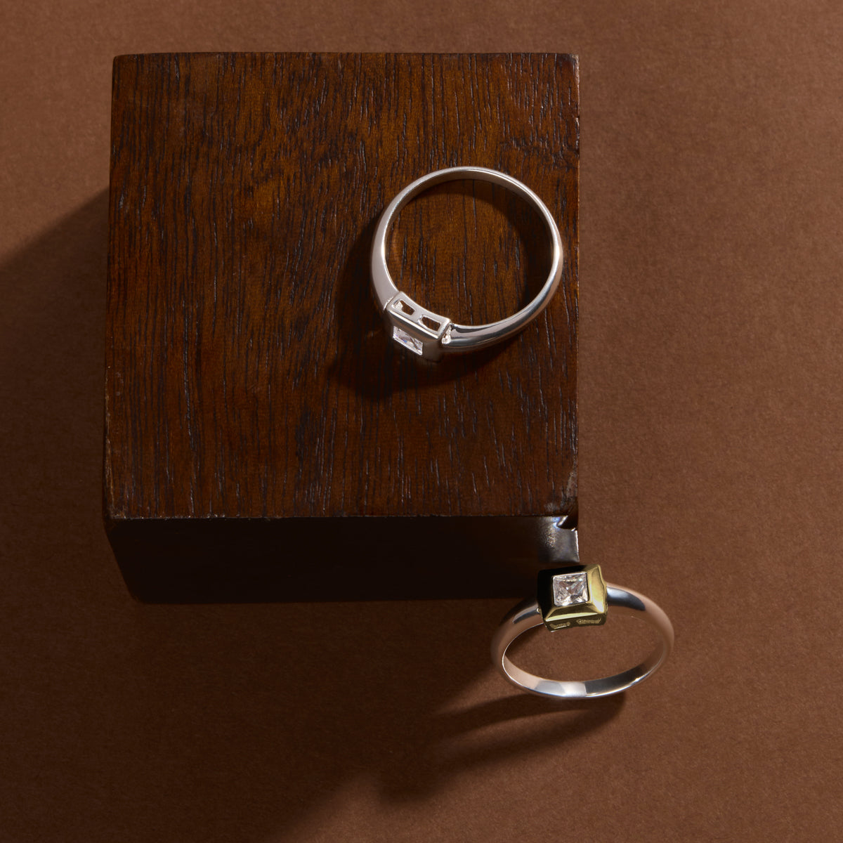 Halo 2-Tone Cubic Zirconia Ring
