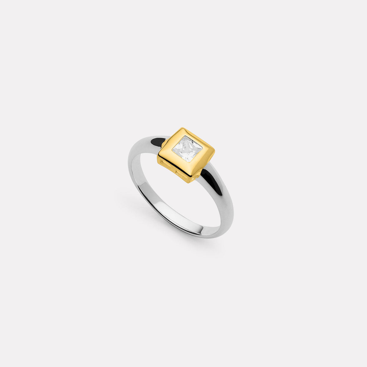 Halo 2-Tone Cubic Zirconia Ring